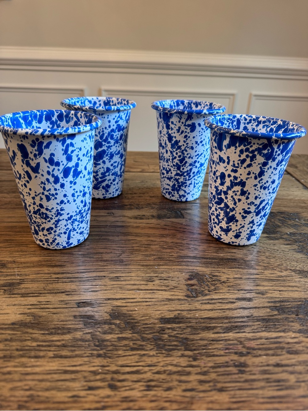 Crow Canyon Home Enamelware Tumbler Set - 4 Pack Blue Marble - Picture 2 of 9